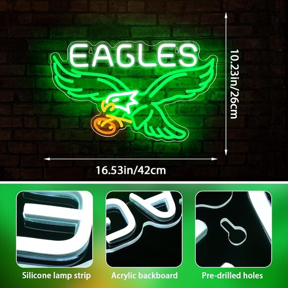 Team EAGLES Neon Sign Houston Neon Light - Picture 3 of 3